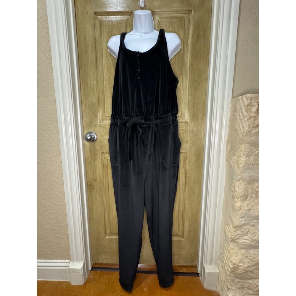 Torrid Henley Lounge Jumpsuit Black Women Size 3 (22-24) EUC One Piece